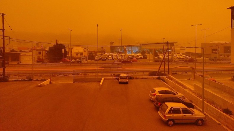 Wie auf dem Mars: Extreme Hochtemperatur und Staub aus Nordafrika färben Luft auf Kreta rot [FOTOS]