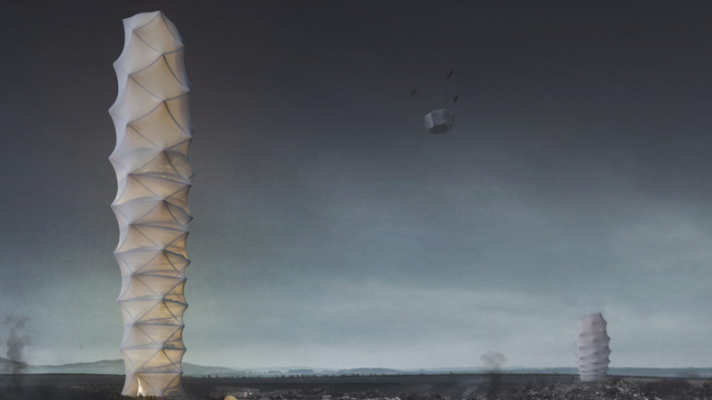 Faltbarer Wolkenkratzer für Naturkatastrophen gewinnt Architekturpreis