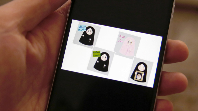 Verhüllte Frauen-Emojis werben in neuer iranischen App mit politischen Parolen