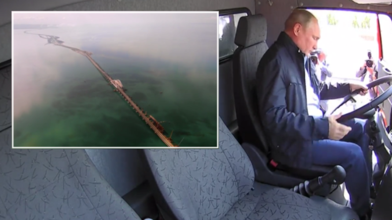 "Symbol der Einheit und Freiheit" - Putin fährt von Krim aus mit LKW über längste Brücke Europas