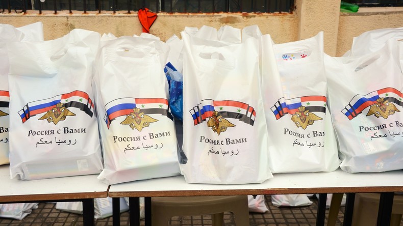 Russische Militärs verteilen 7,5 Tonnen humanitäre Hilfe in Ghuta