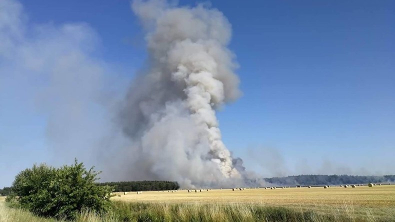 Lebensgefahr für Feuerwehrleute: Bei Waldbrand nahe A14 explodieren Munitionsreste aus 2. Weltkrieg