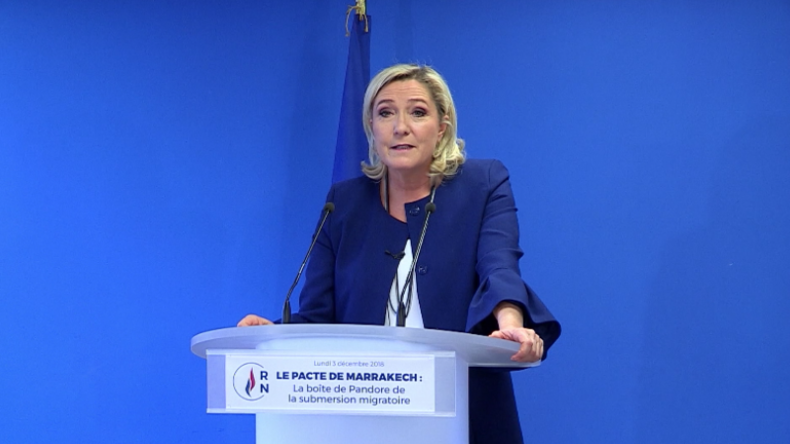 Le Pen über UN-Migrationspakt: "Ein Akt des Verrats - Bürger wollen nicht noch mehr Migration"