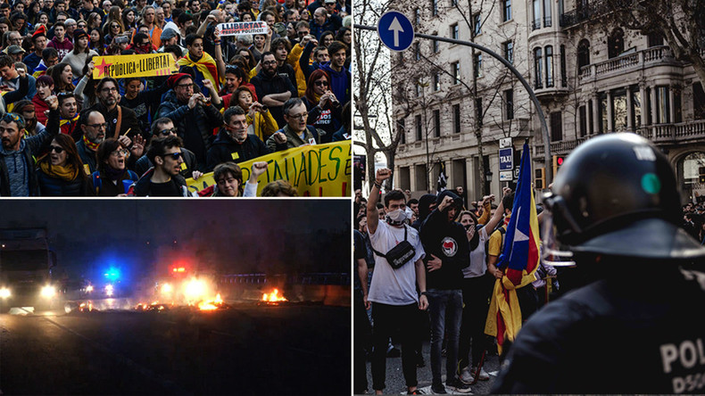 Proteste der Katalanen: Brennende Reifen und Zusammenstöße mit der Polizei