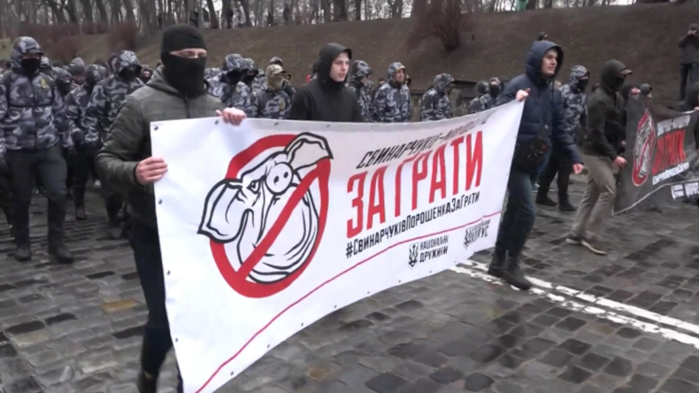 Fliegende Schweine bei Kiewer Anti-Korruptions-Demo