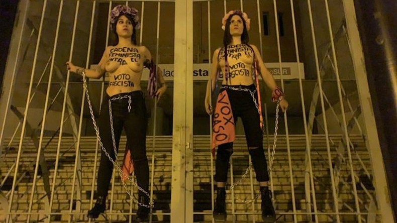 Spanien: FEMEN-Aktivisten ziehen blank gegen Rechts