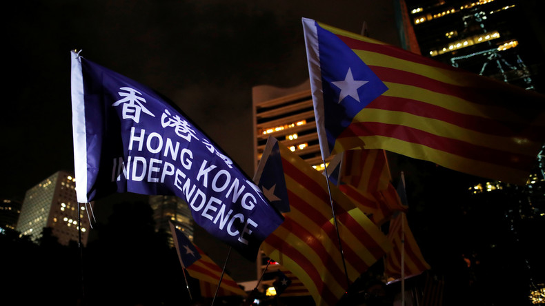 Demonstranten in Hongkong und Katalonien bekunden gegenseitige Solidarität
