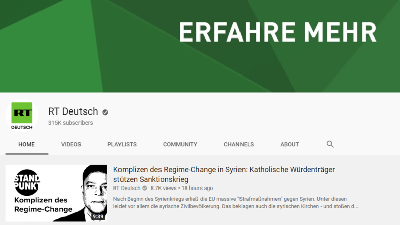In eigener Sache: Youtube-Kanal von RT Deutsch wegen eines zwei Jahre alten Videos gesperrt