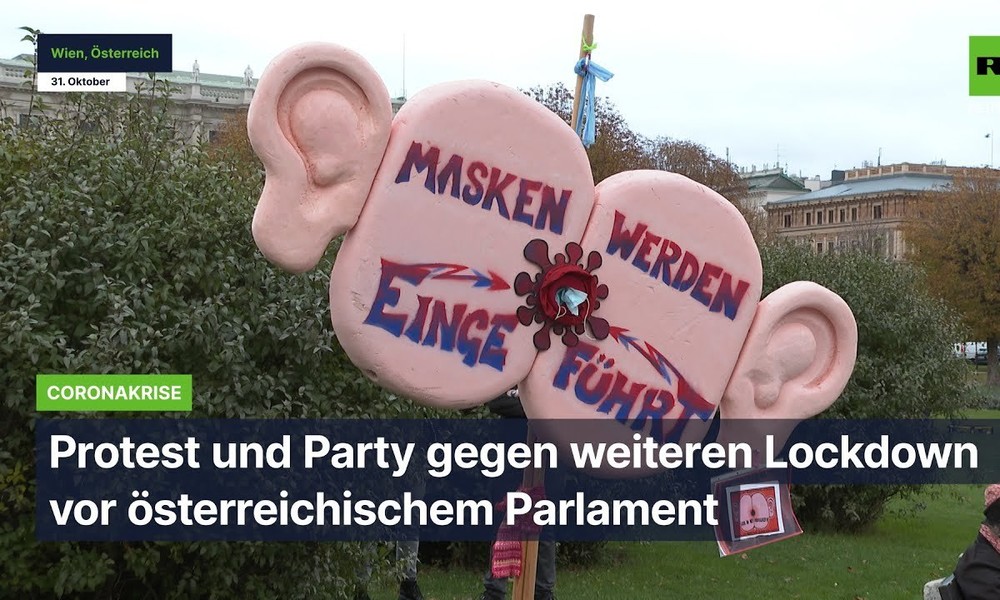 Protest und Party gegen weiteren Lockdown vor österreichischem Parlament