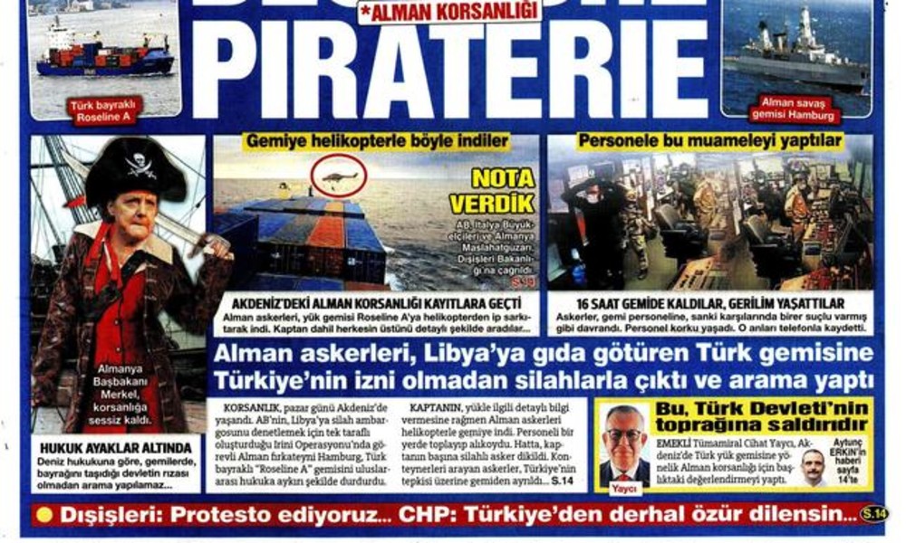 Karikatur nach Schiffskontrolle: Türkische Zeitung bildet Angela Merkel als Piratin ab