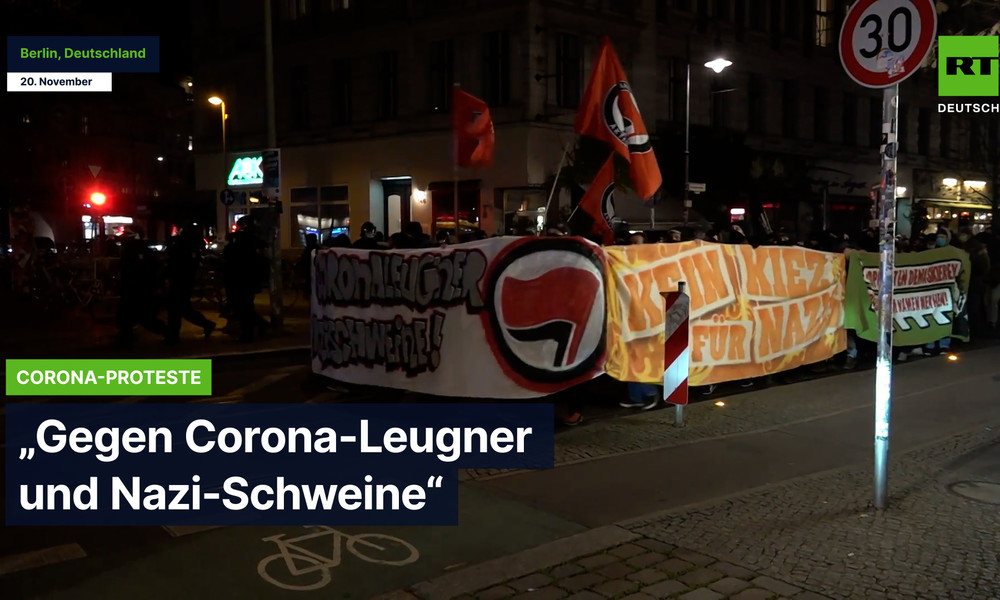 Berlin: Antifa protestiert "gegen Corona-Leugner und Nazi-Schweine"