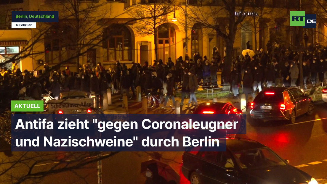 Antifa zieht "gegen Coronaleugner und Nazischweine" durch Berlin