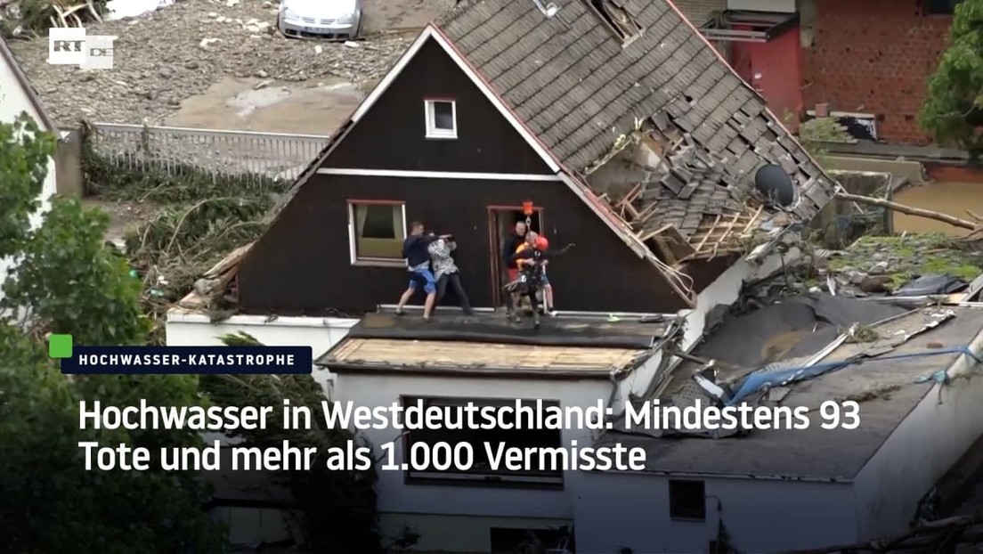 Hochwasser in Westdeutschland: Mindestens 93 Tote und mehr als 1.000 Vermisste