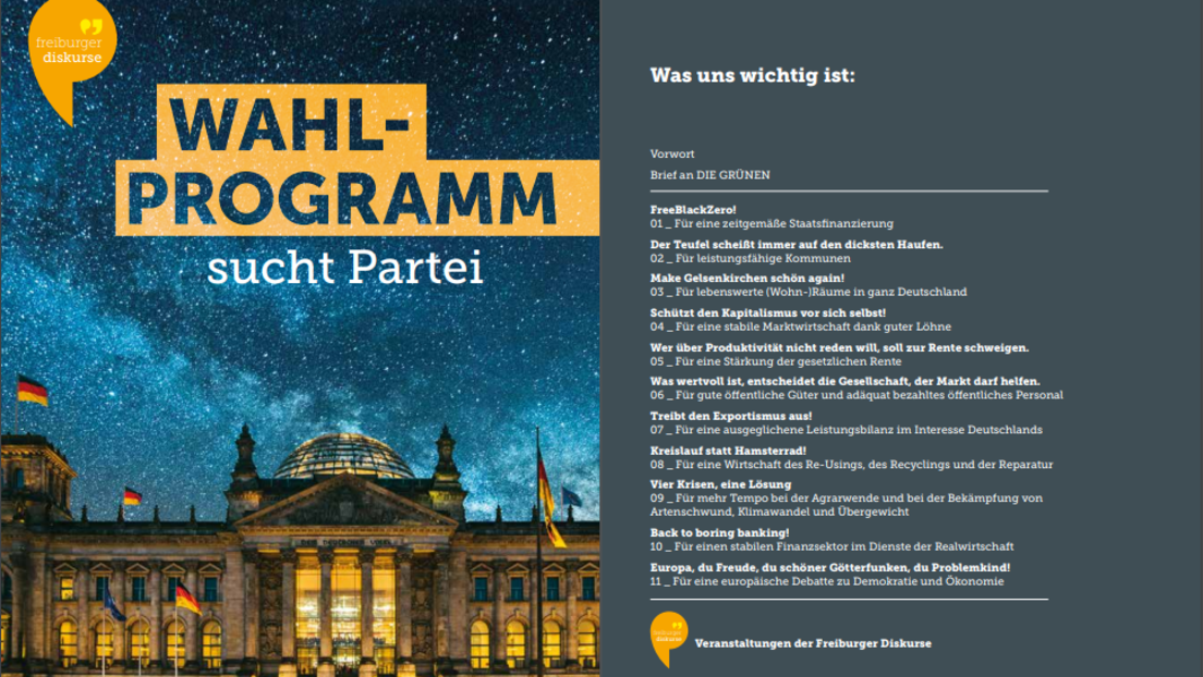 Wahlprogramm sucht Partei – Unkonventioneller Beitrag zum Bundestagswahlkampf