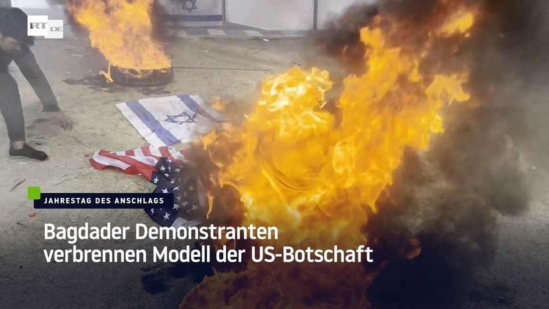 Bagdad: Demonstranten verbrennen Modell der US-Botschaft am Jahrestag der Ermordung von Soleimani