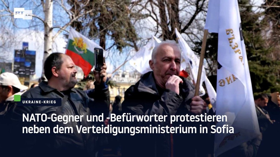 Sofia: NATO-Gegner und -Befürworter protestieren neben dem Verteidigungsministerium