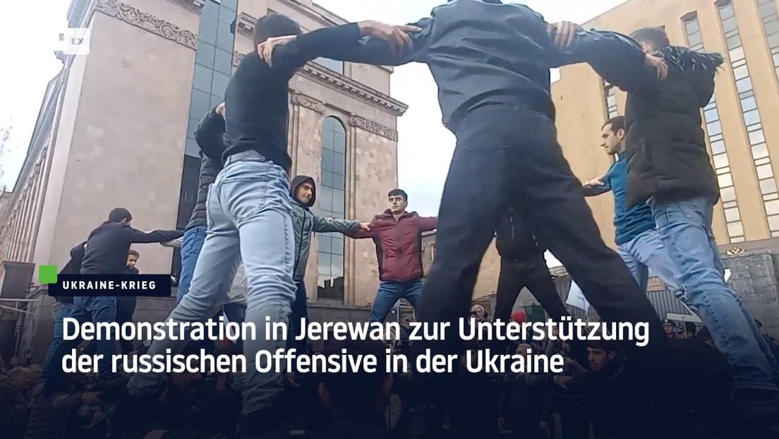 Demonstration in Jerewan zur Unterstützung der russischen Offensive in der Ukraine