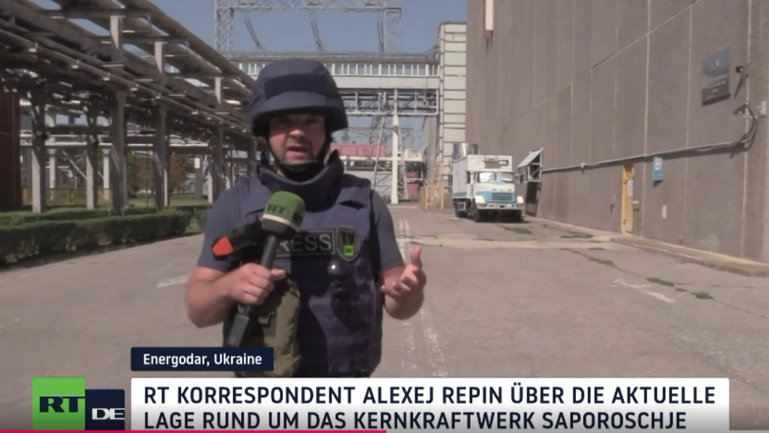 RT-Reporter besichtigt AKW Saporoschje und dokumentiert dabei unzählige Einschläge