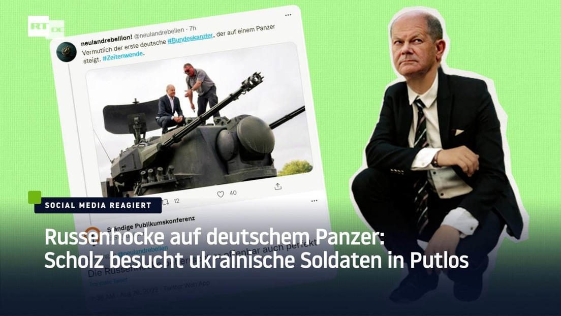 Russenhocke auf deutschem Panzer: Scholz besucht ukrainische Soldaten in Putlos