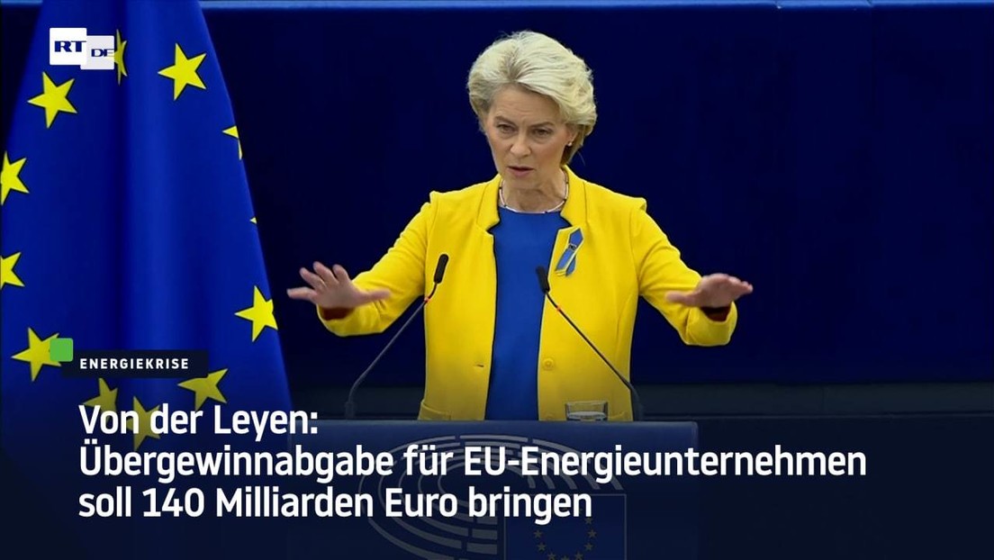 Von der Leyen: Übergewinnabgabe für EU-Energieunternehmen soll 140 Milliarden Euro bringen