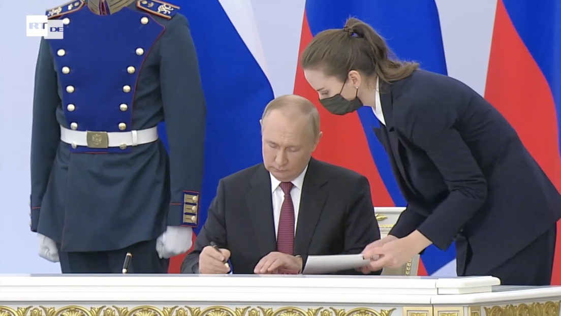 Putins Rede vor der Unterzeichnung des Abkommens über Beitritt neuer Gebiete zu Russland