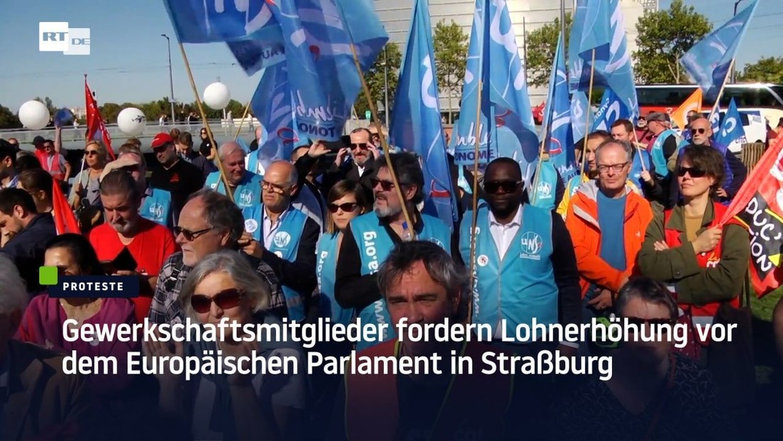 Frankreich: Gewerkschaftsmitglieder fordern Lohnerhöhung vor dem EP in Straßburg