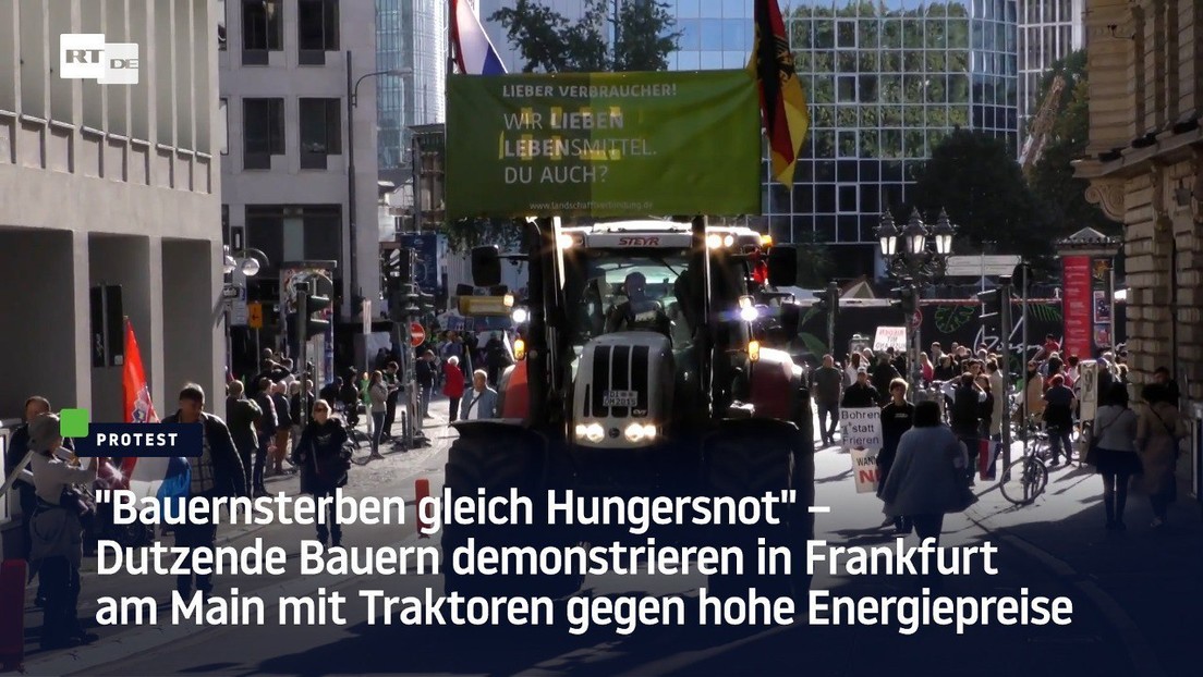 "Bauernsterben gleich Hungersnot" – Dutzende Bauern demonstrieren in Frankfurt am Main mit Traktoren