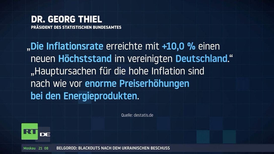 Inflationsrate In Deutschland Steigt Auf Höchsten Stand Seit 1951 — RT DE