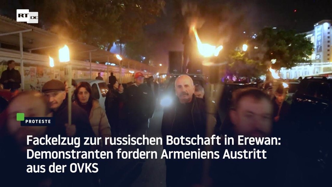Fackelzug zur russischen Botschaft in Erewan: Demonstranten fordern Armeniens Austritt aus der OVKS