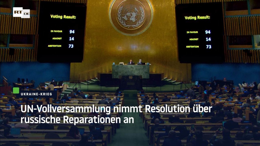 UN-Vollversammlung nimmt Resolution über russische Reparationen an