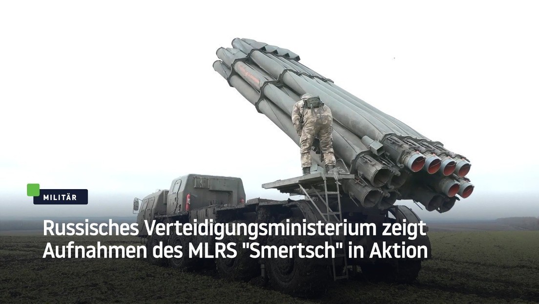 Russisches Verteidigungsministerium zeigt Aufnahmen des MLRS "Smertsch" in Aktion