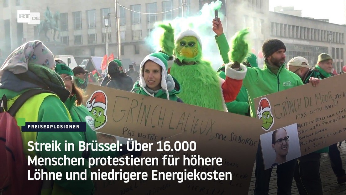 Streik in Brüssel: Über 16.000 Menschen protestieren für höhere Löhne und niedrigere Energiekosten