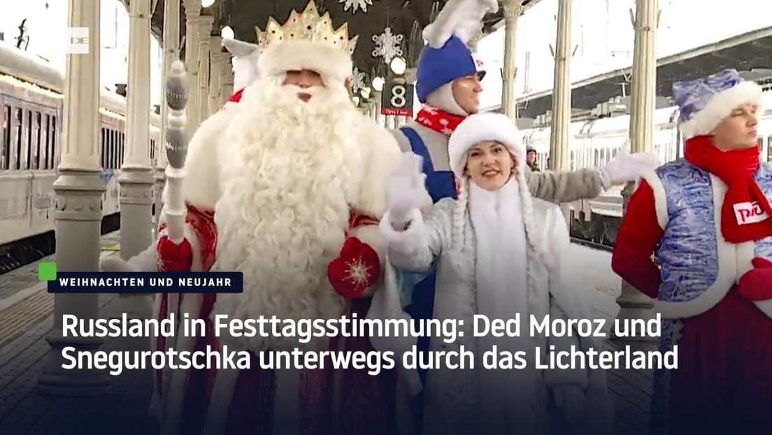 Russland in Festtagsstimmung: Ded Moroz und Snegurotschka unterwegs durch das Lichterland