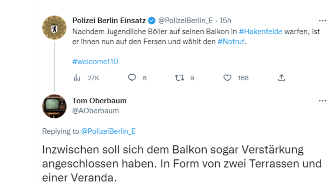 "Welcome110": Nach Twitter-Aktion der Berliner Polizei zu Silvester teils Spott und auch Kritik