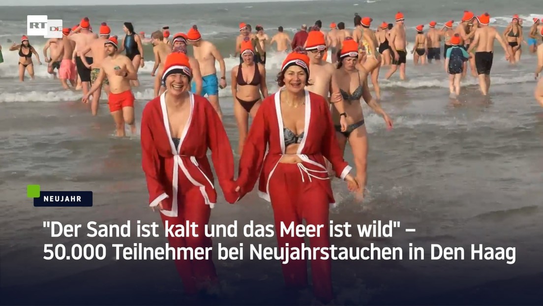 "Der Sand ist kalt und das Meer ist wild" – 50.000 Teilnehmer bei Neujahrstauchen in Den Haag