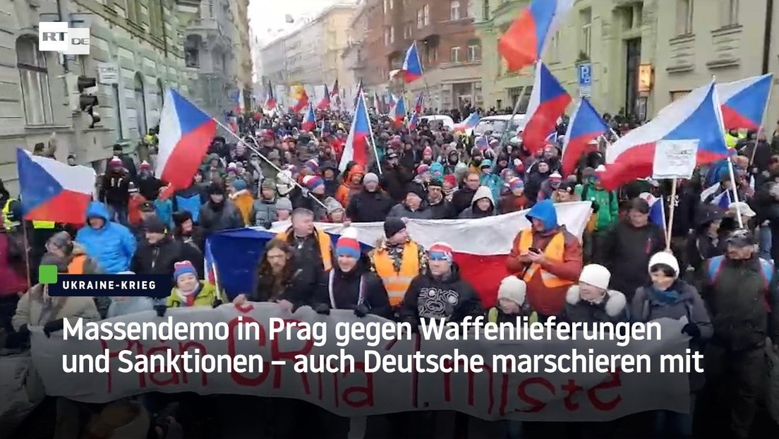 Massendemo in Prag gegen Waffenlieferungen und Sanktionen – auch Deutsche mit dabei