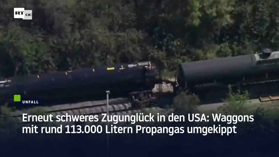 Erneut schweres Zugunglück in den USA: Waggons mit rund 113.000 Litern Propangas umgekippt