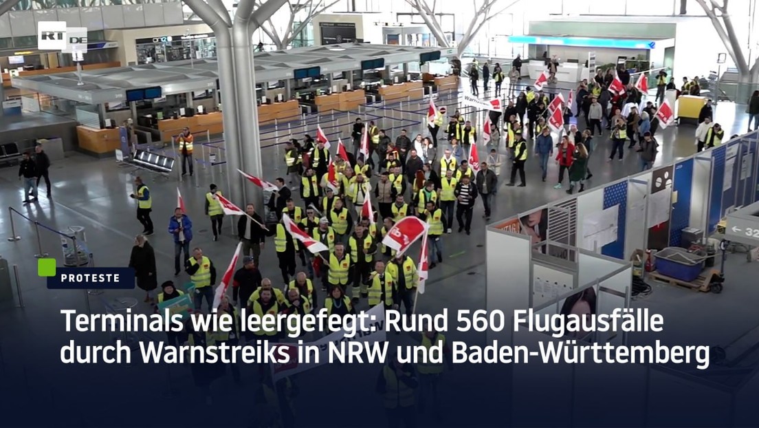 Terminals wie leergefegt: Rund 560 Flugausfälle durch Warnstreiks in NRW und Baden-Württemberg