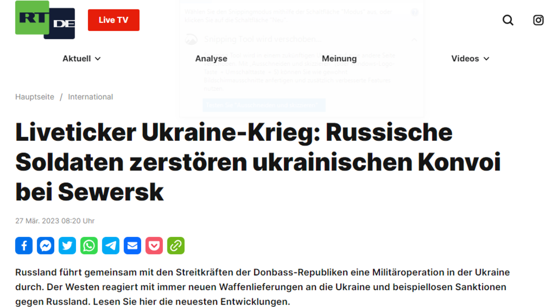 Unser Liveticker Ukraine-Krieg — RT DE