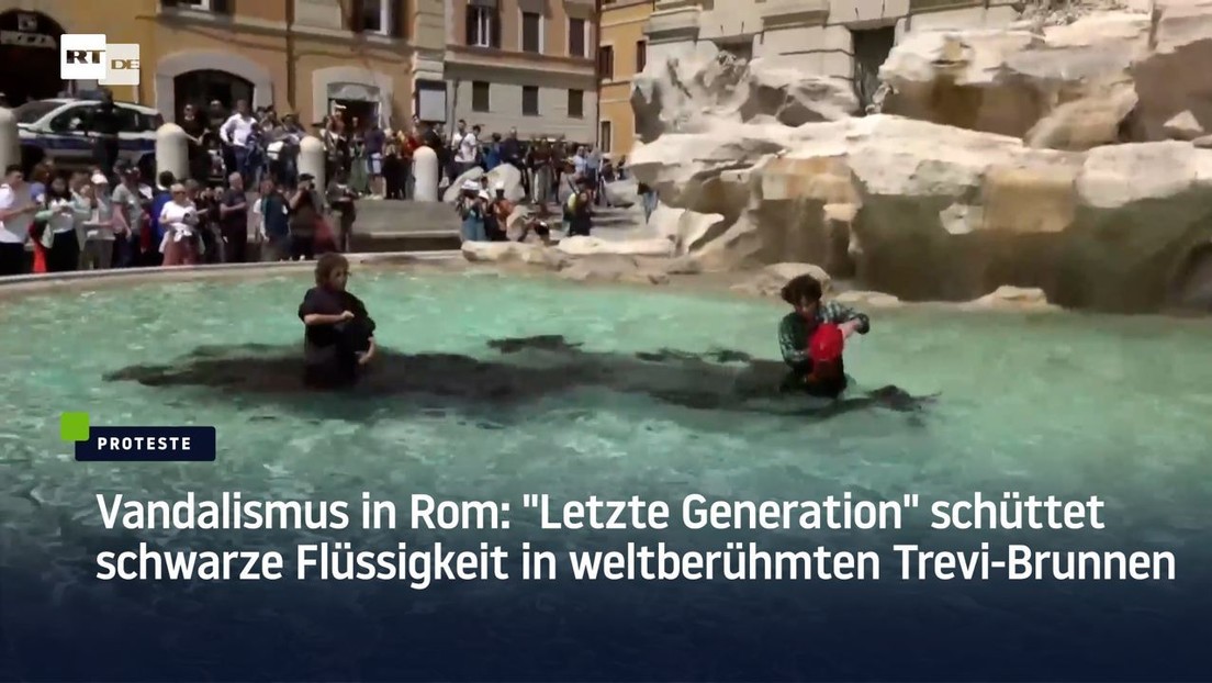 Vandalismus in Rom: "Letzte Generation" schüttet schwarze Flüssigkeit in den Trevi-Brunnen