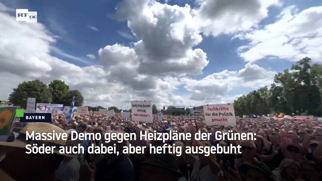 Massive Demo gegen Heizpläne der Grünen: Söder auch dabei, aber heftig ausgebuht