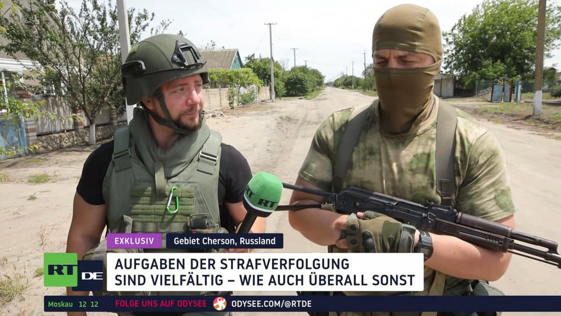 Exklusiv: Russische Ordnungskräfte beim Einsatz im Gebiet Cherson