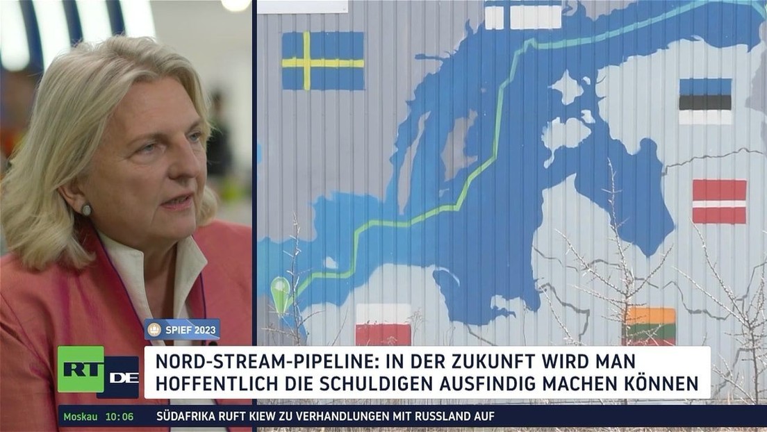 Kneissl zu Nord Stream: "In der Zukunft wird man hoffentlich die Schuldigen ausfindig machen können"