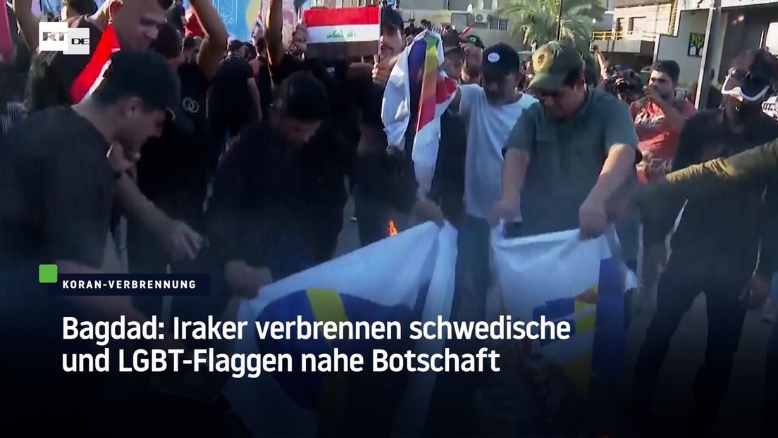 Bagdad: Iraker verbrennen schwedische und LGBT-Flaggen nahe Botschaft