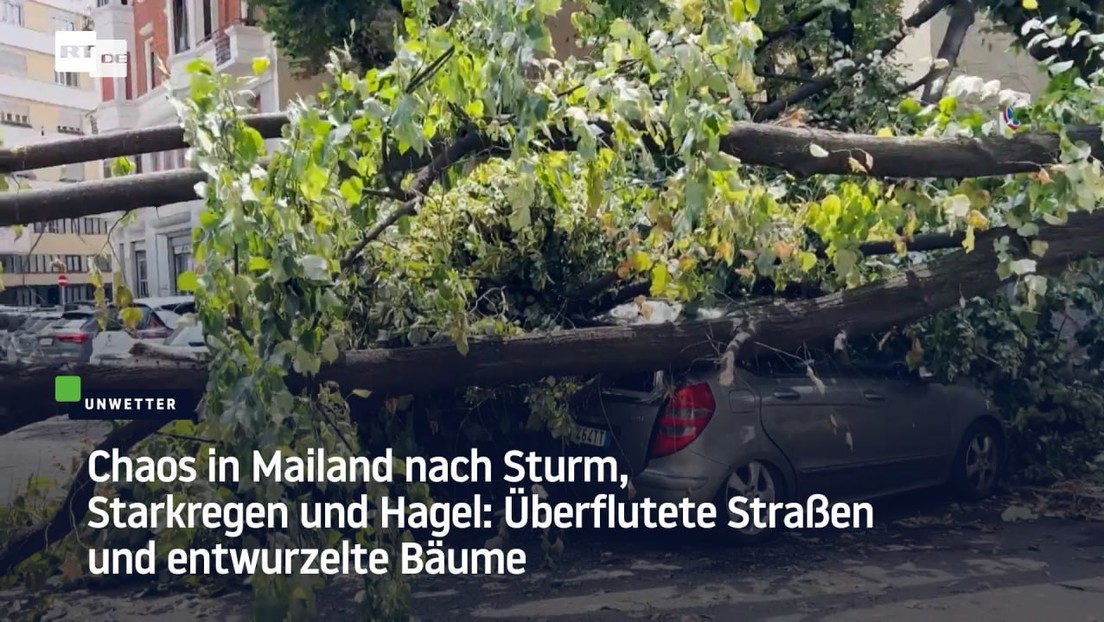 Chaos in Mailand nach Sturm, Starkregen und Hagel: Überflutete Straßen und entwurzelte Bäume