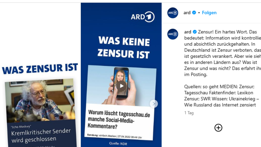 Der tägliche Wahnsinn – ARD klärt auf: Zensur gibt es nur bei den Anderen