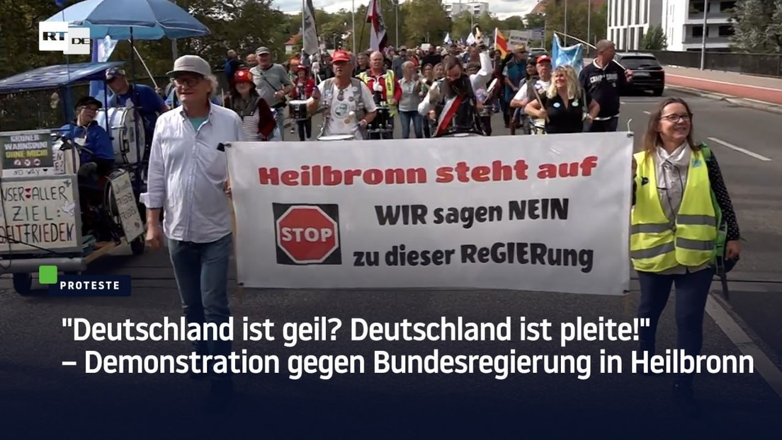 "Deutschland ist geil? Deutschland ist pleite!" – Demonstration gegen Bundesregierung in Heilbronn
