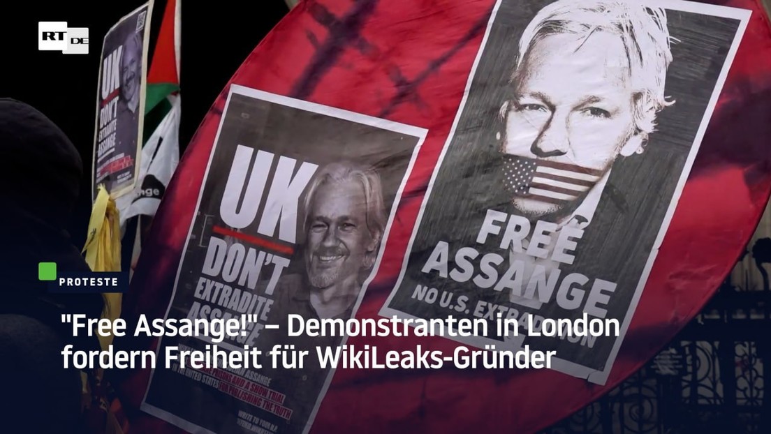 "Free Assange!" – Demonstranten in London fordern Freiheit für WikiLeaks-Gründer