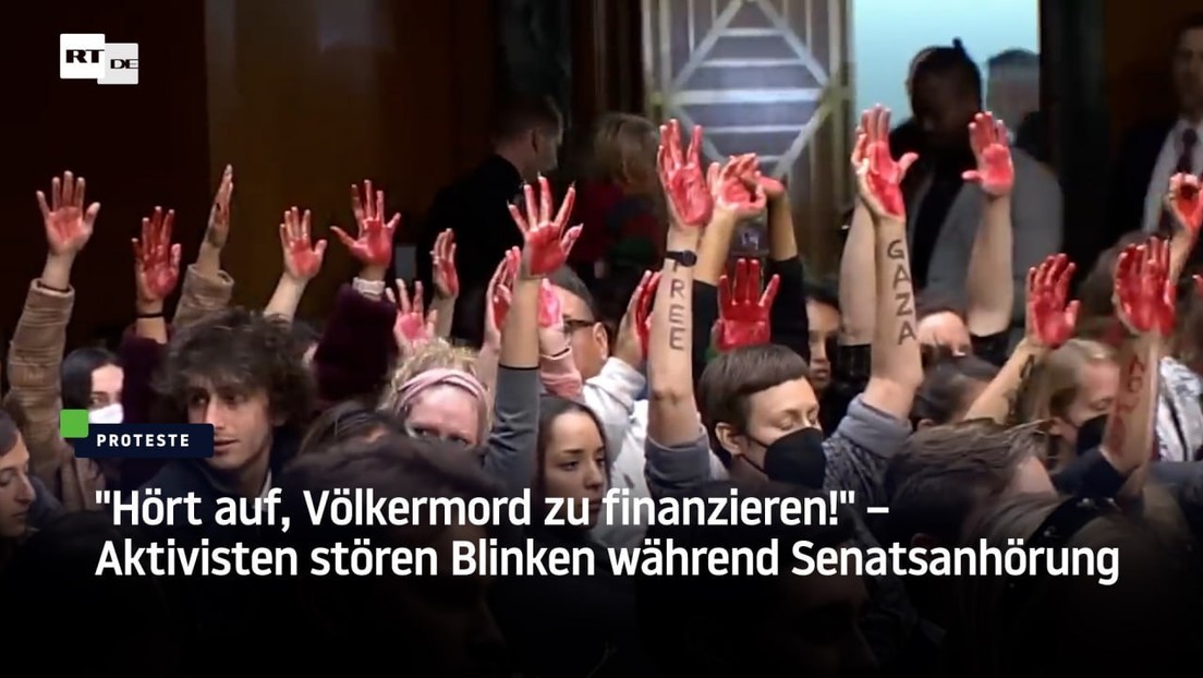 "Hört auf, Völkermord zu finanzieren!" – Aktivisten stören Blinken während Senatsanhörung