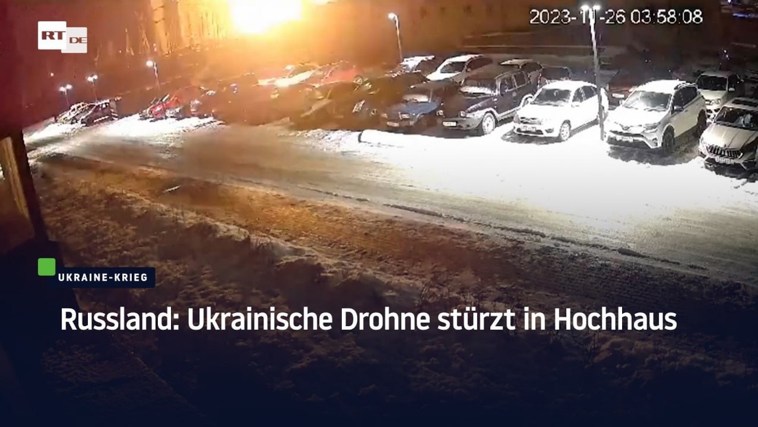 Russland: Ukrainische Drohne stürzt in Hochhaus